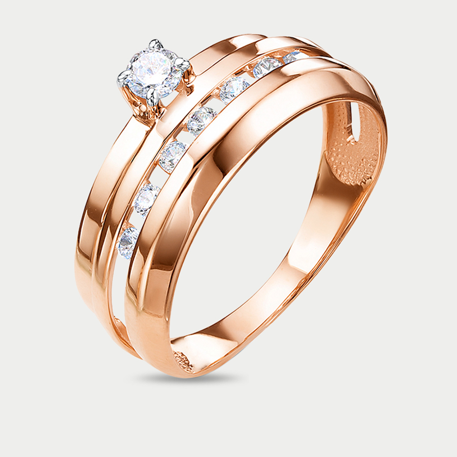 Кольцо из розового золота р. 19,5 Delta 1105592, фианит