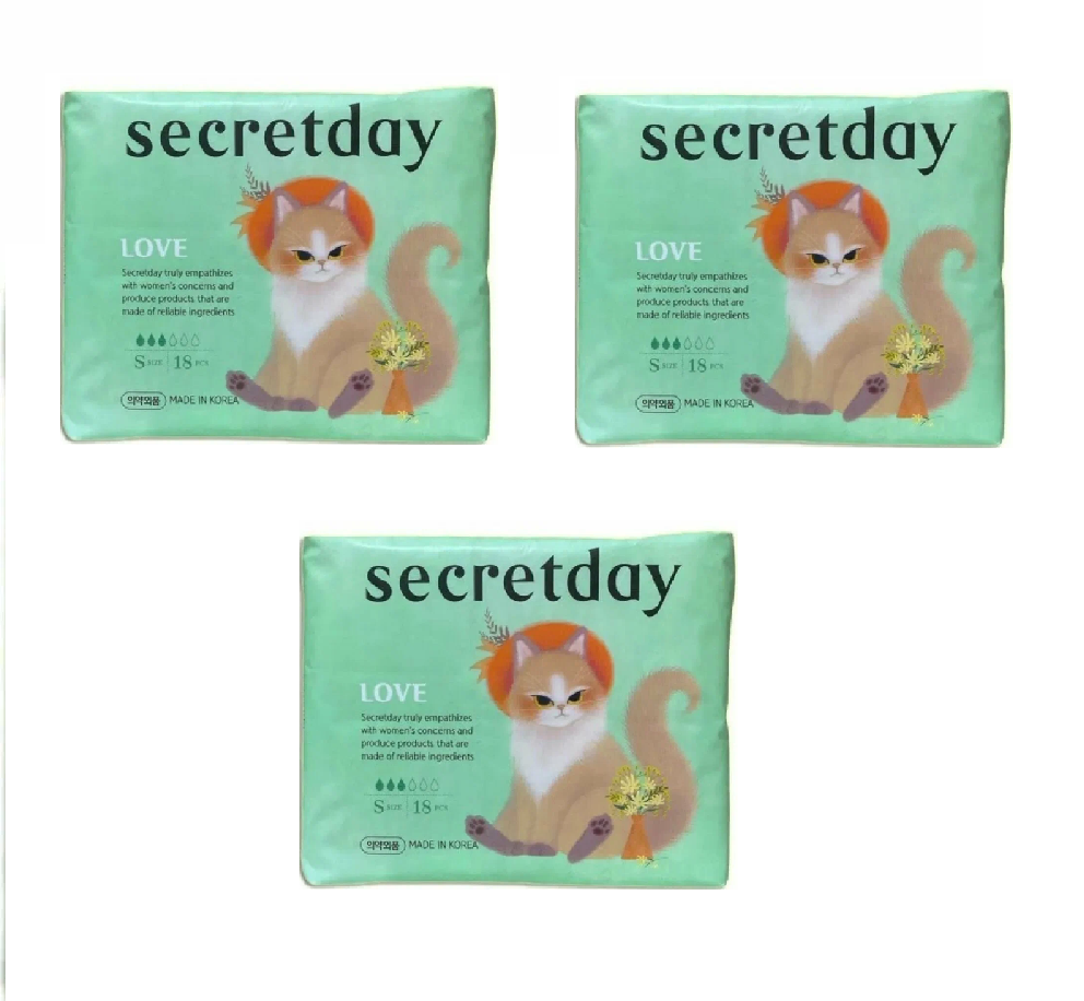 

Прокладки Secret day Love Ультратонкие дышащие S size, 18 шт х 3 уп, Love Ультратонкие