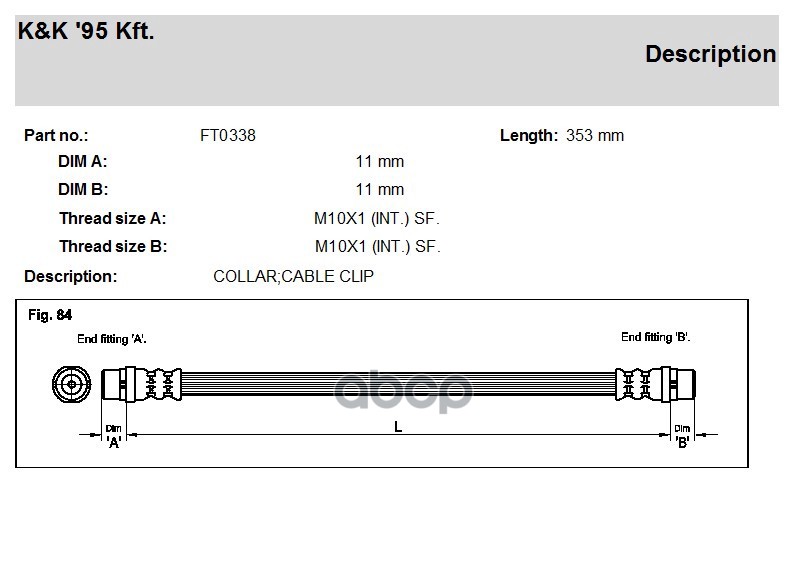 

Шланг Тормозной Передн Volkswagen: T4 98-03 K&K арт. FT0338