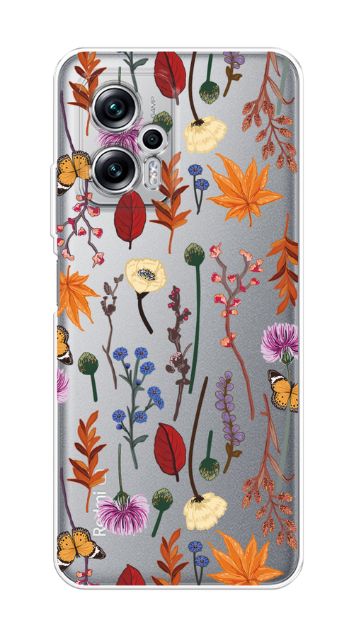 

Чехол на Poco X4 GT, Xiaomi Redmi Note 11T Pro/11T Pro Plus "Orange Purple flowers", Оранжевый;красный;розовый;желтый;прозрачный, 315450-1