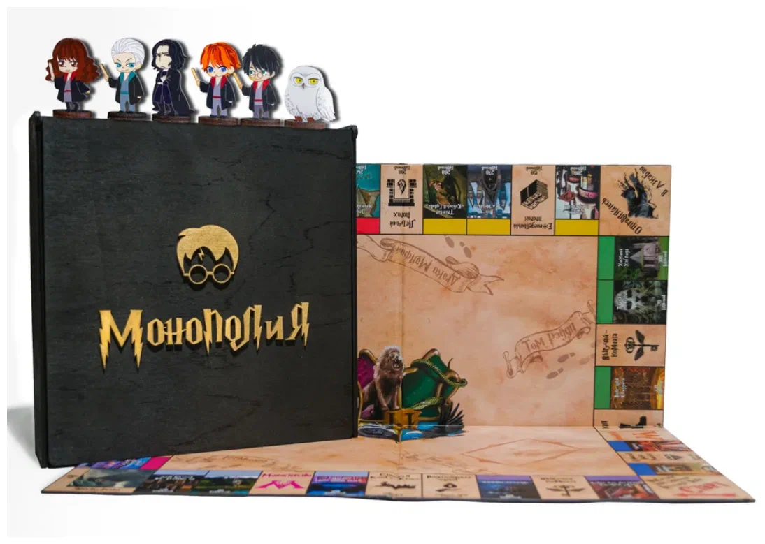 Коллекционная настольная игра Деловая игра Монополия Гарри Поттер в деревянном сундуке