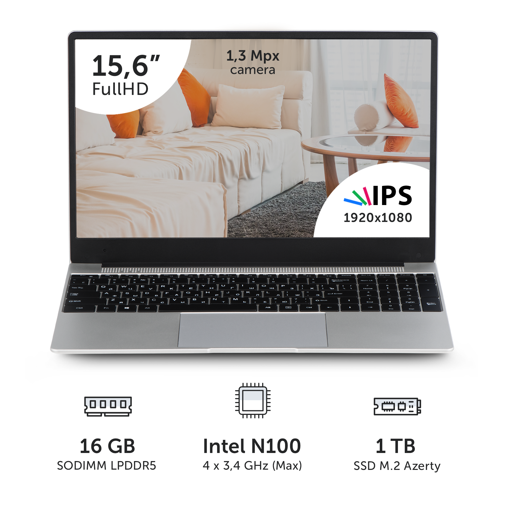 

Ноутбук Azerty RB-1552 (15,6" IPS 1920x1080 Intel N100 4x0.8GHz, 16Gb LPDDR5, 1Tb SSD), RB-1552