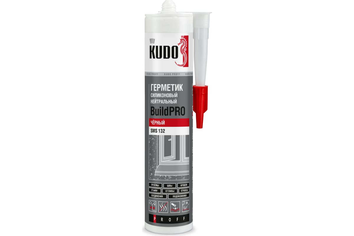 Герметик KUDO BuildPRO SMS-132 силиконовый нейтральный черный 280мл герметик для кровли kudo