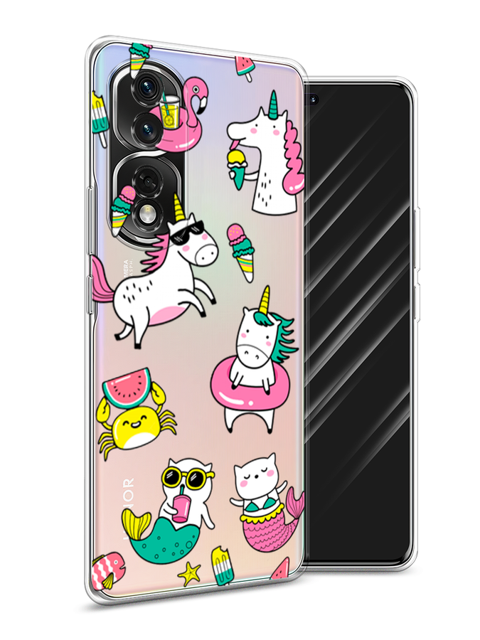 

Чехол Awog на Honor 80 Pro "На отдыхе", Белый;голубой;розовый, 6120450-2