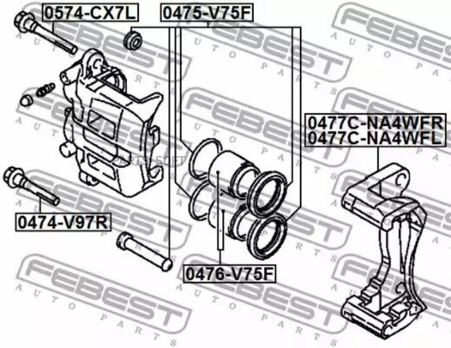 

FEBEST 0477C-NA4WFR Скоба переднего левого тормозного суппорта 1шт