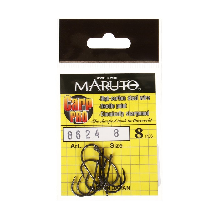 Maruto Крючки карповые Maruto 8624, цвет BN, № 8 Carp Pro, 8 шт.