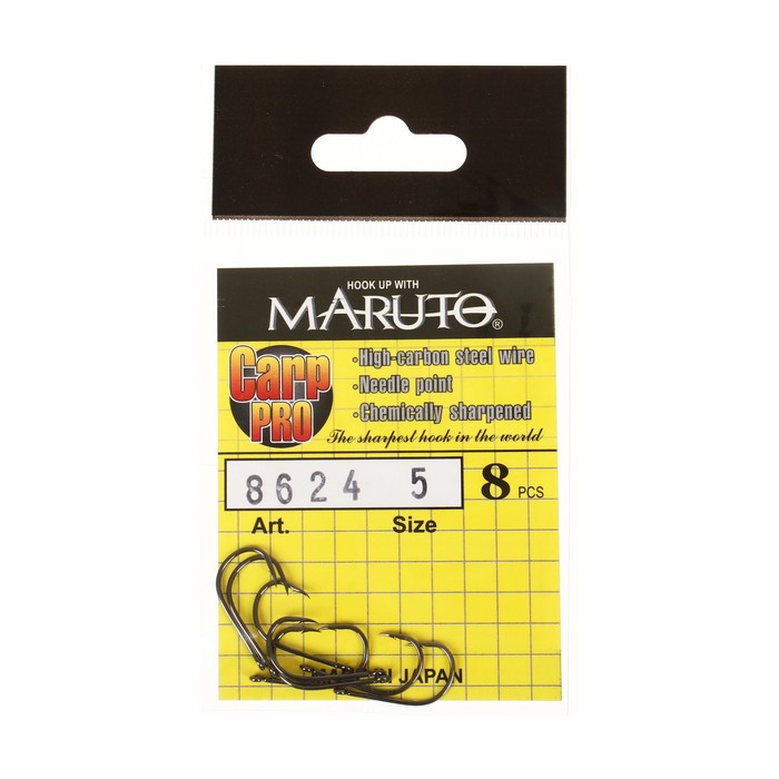 Maruto Крючки карповые Maruto 8624, цвет BN, № 5 Carp Pro, 8 шт.