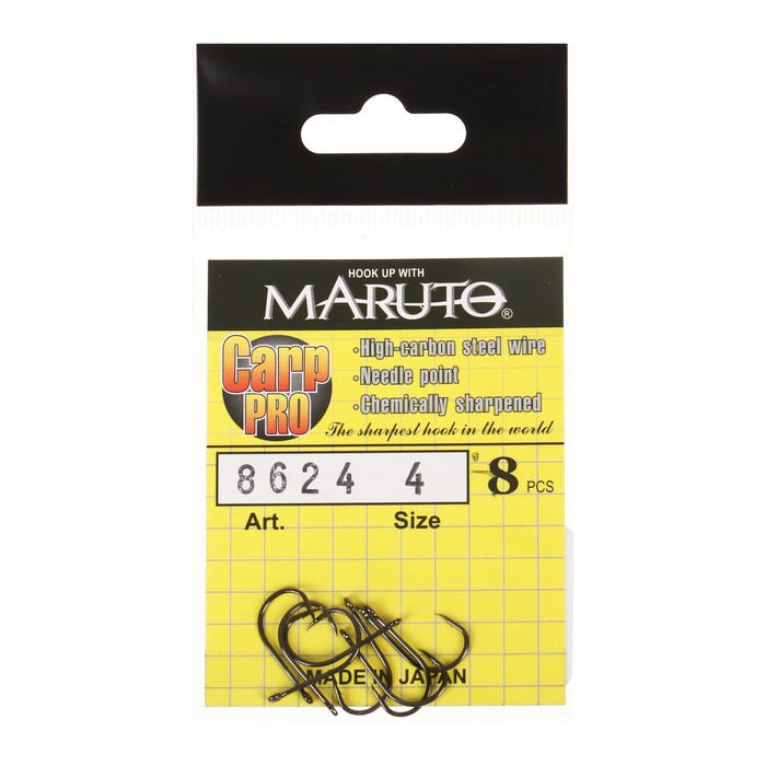 Maruto Крючки карповые Maruto 8624, цвет BN, № 4 Carp Pro, 8 шт.