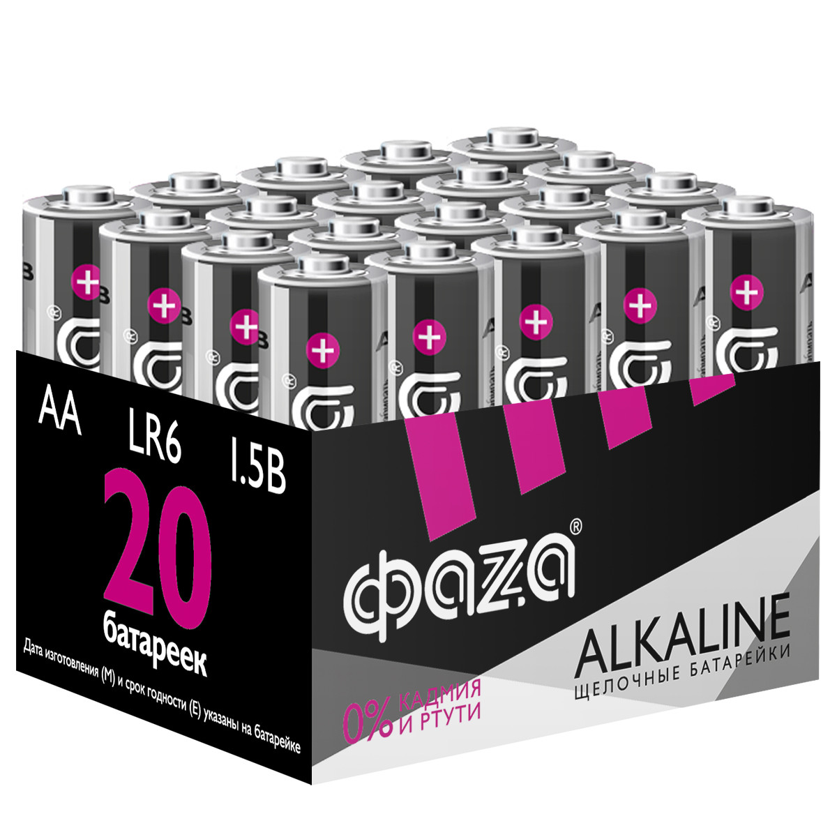 Батарейка ФАZА ALKALINE АА LR6A-P20 20 шт батарейка фаzа alkaline аа lr6a p40 40 шт