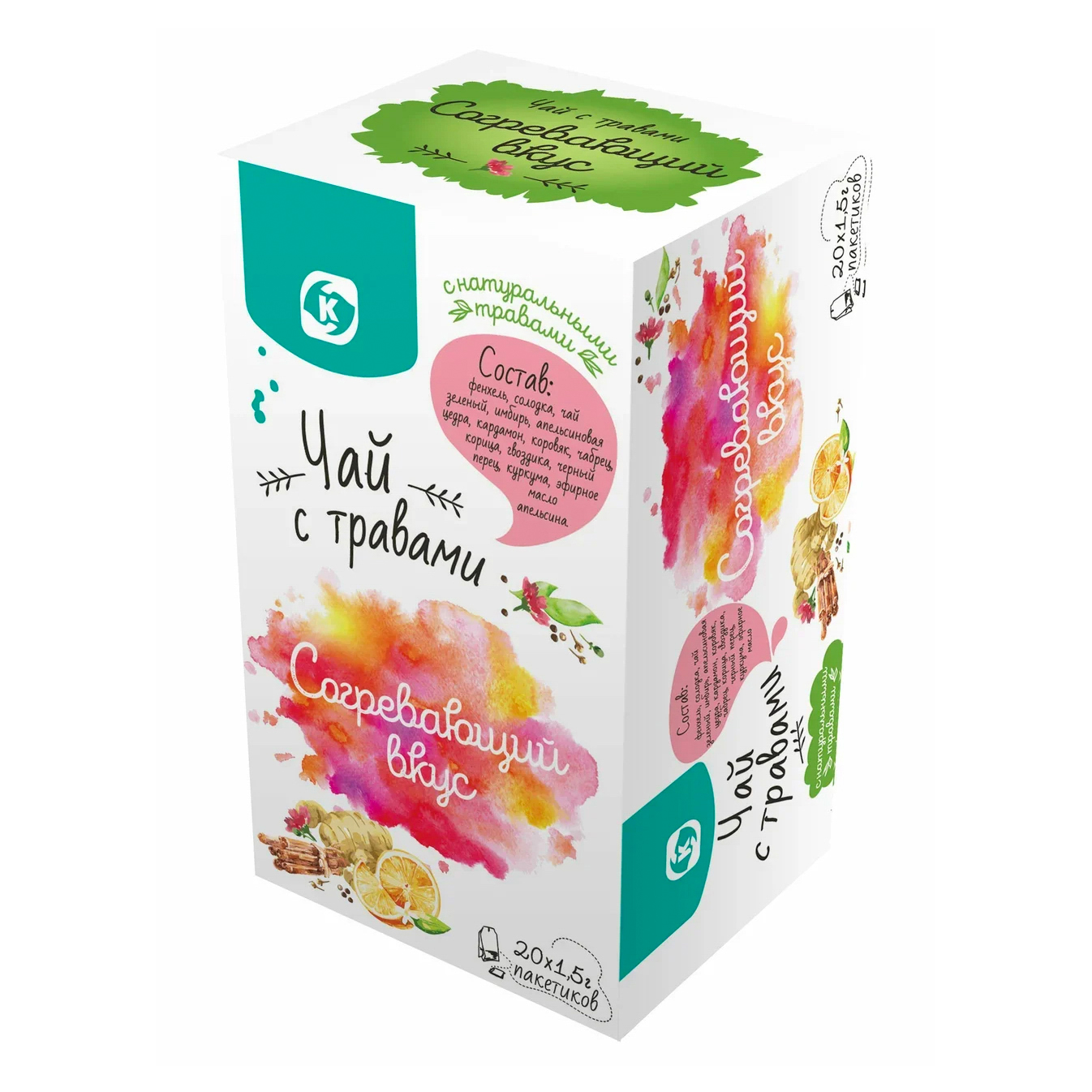 

Травяной чай Командор Согревающий вкус в пакетиках 1,5 г х 20 шт