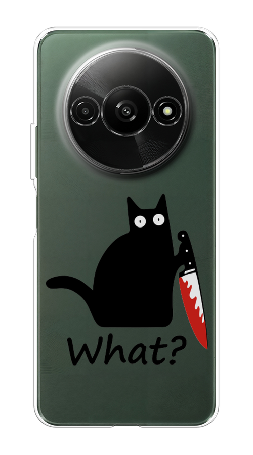 

Чехол на Redmi A3 "Котик с ножом", Черный;красный, 321250-1