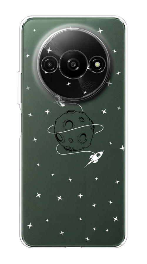 

Чехол на Redmi A3 "Полет вокруг луны", Белый;серый;черный, 321250-1