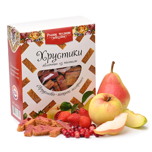 Хрустики Русские традиции яблочные из пастилы Фруктово-ягодное ассорти, 2 шт по 250 г