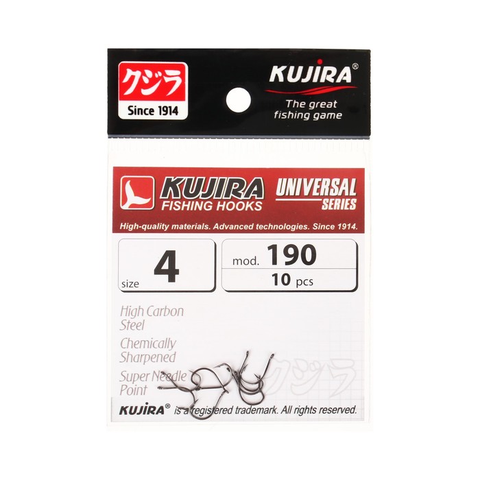 

Kujira Крючки Kujira Universal 190, цвет BN, № 4, 10 шт., Черный