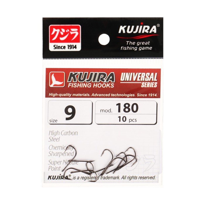 Kujira Крючки Kujira Universal 180, цвет BN, № 9, 10 шт.