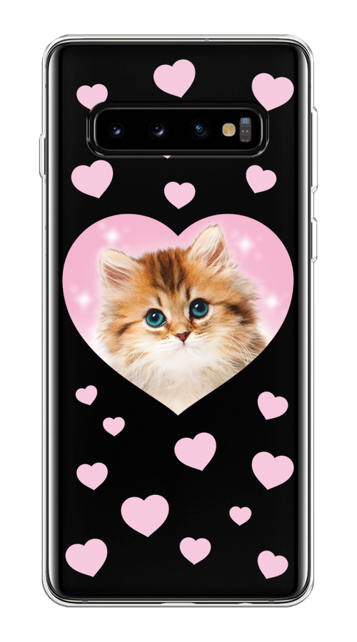 

Чехол на Samsung Galaxy S10 Plus "Котенок в сердце", Розовый;оранжевый;белый;прозрачный, 27150-1