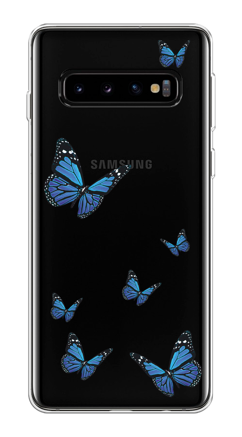 

Чехол на Samsung Galaxy S10 Plus "Blue butterflies", Синий;черный, 27150-1