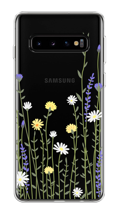 

Чехол на Samsung Galaxy S10 Plus "Ромашка и лаванда", Зеленый;желтый;прозрачный, 27150-1