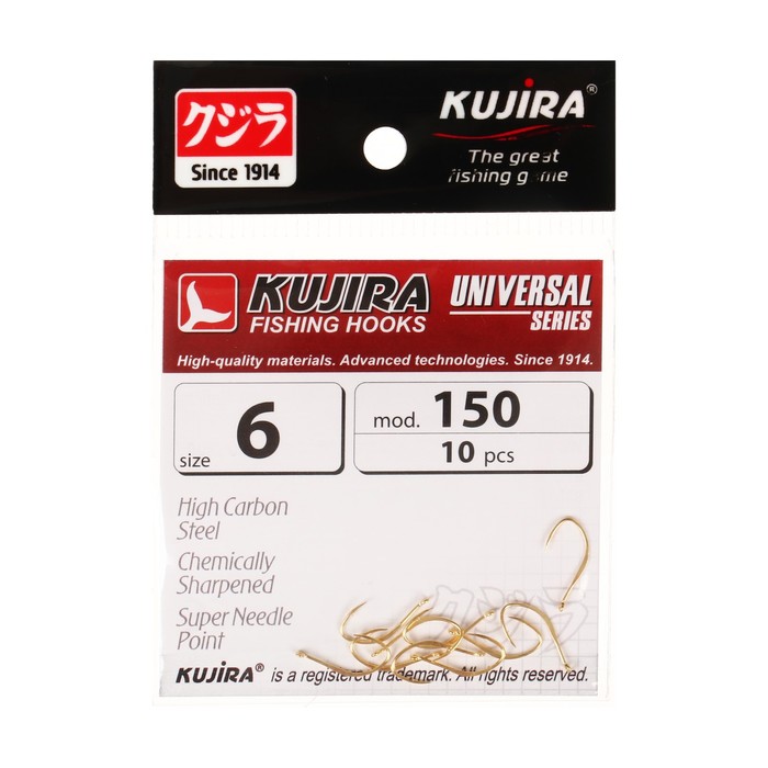 

Kujira Крючки Kujira Universal 150, цвет Go, № 6, 10 шт., Золотистый