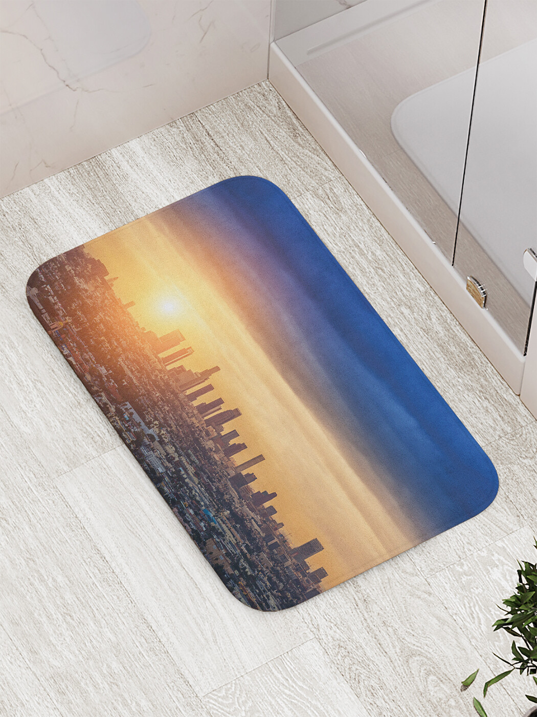 

Коврик JoyArty "Рассвет над Лос-Анджелесом" для ванной, сауны, бассейна, 77х52 см, Рассвет над Лос-Анджелесом