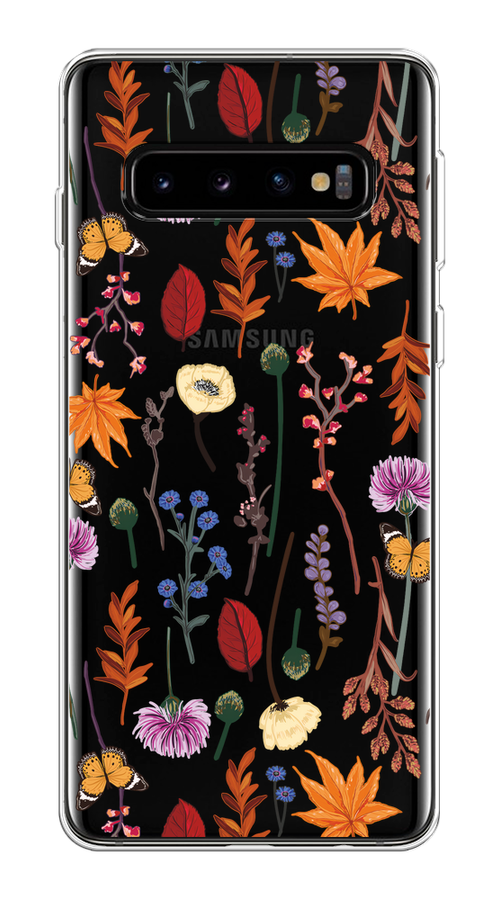 

Чехол на Samsung Galaxy S10 Plus "Orange Purple flowers", Оранжевый;красный;розовый;желтый;прозрачный, 27150-1