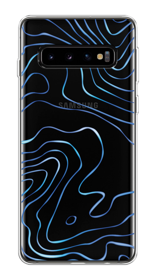 

Чехол на Samsung Galaxy S10 Plus "Blue lines", Прозрачный;синий, 27150-1