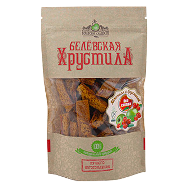 Хрустила, Белевские сладости яблочная с брусникой без сахара, 4 шт по 50 г