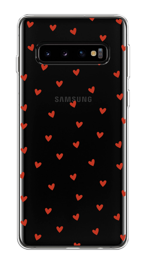 

Чехол на Samsung Galaxy S10 Plus "Red hearts", Красный;прозрачный, 27150-1