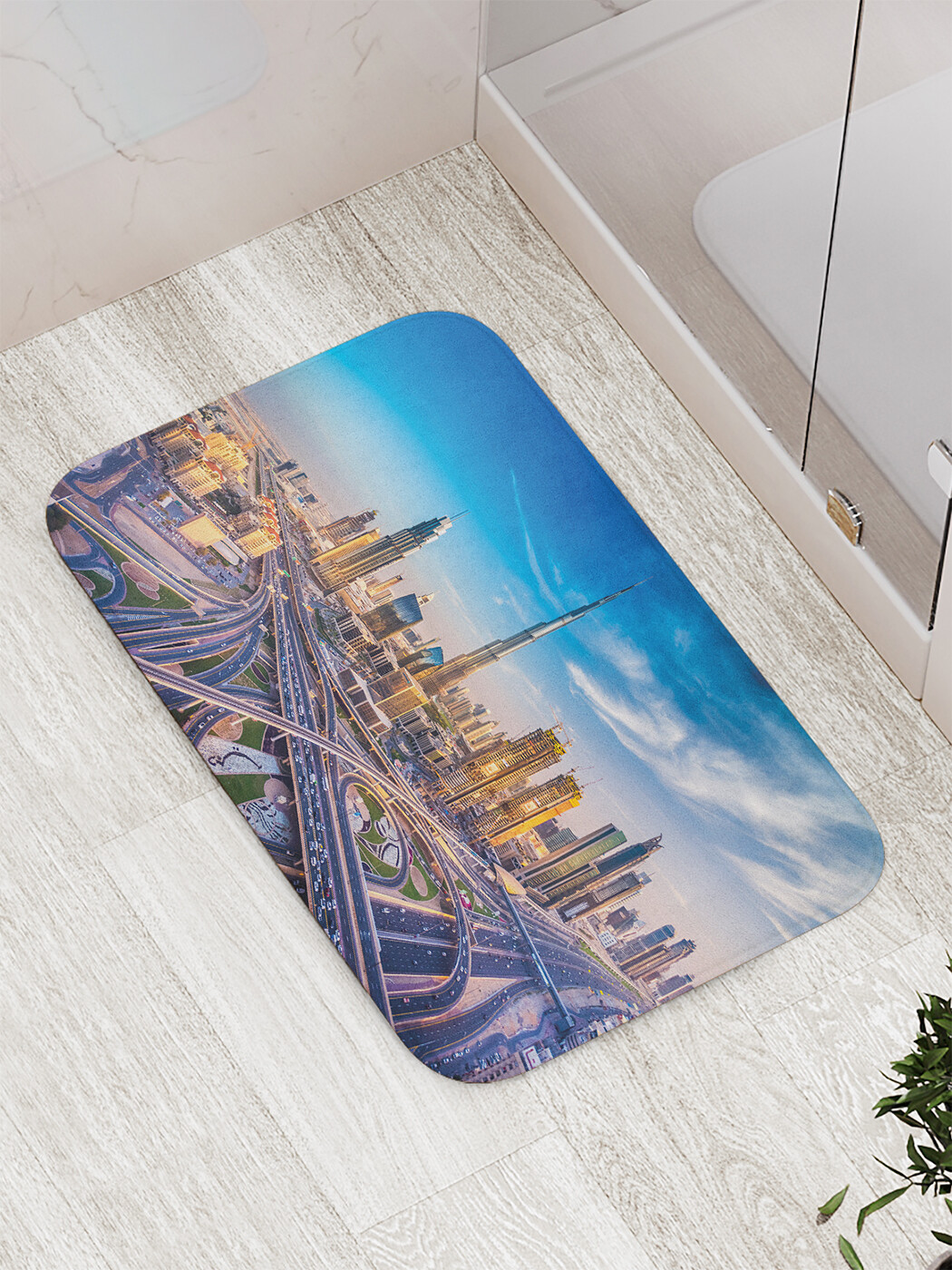

Коврик противоскользящий JoyArty "Небоскребы дубая" для ванной, сауны, бассейна, 77х52 см, Небоскребы дубая