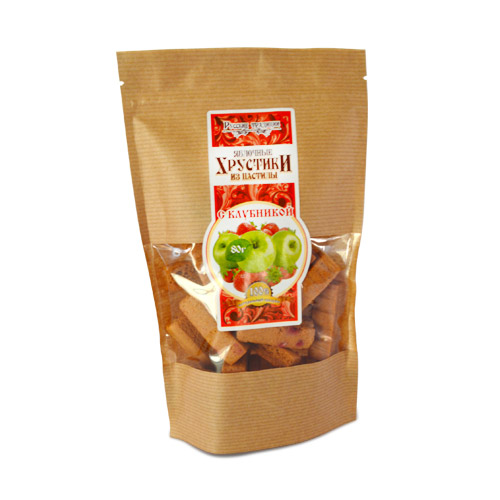 Хрустики Русские традиции яблочные из пастилы с Клубникой, 2 шт по 80 г
