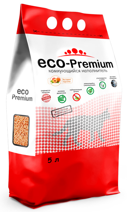 фото Наполнитель eco premium персик комкующийся древесный 1,9кг 5 л eco-premium