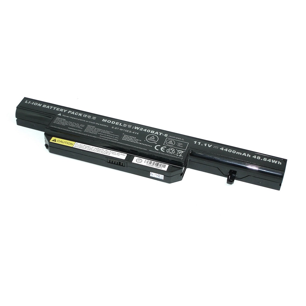 фото Аккумуляторная батарея для ноутбука dns clevo w240 11.1v 4400mah w240bat-6 черная oem