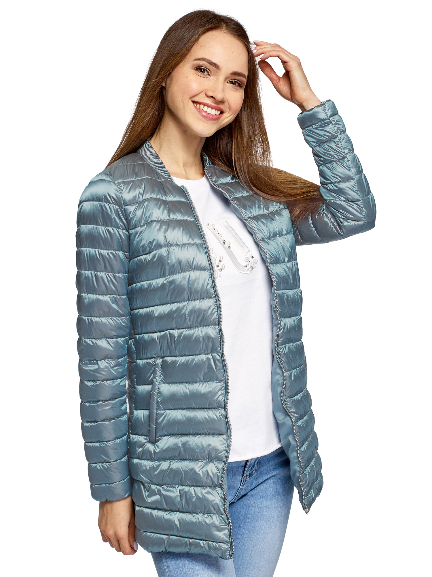

Куртка женская oodji 10204067-2 бирюзовая 44/170, 10204067-2