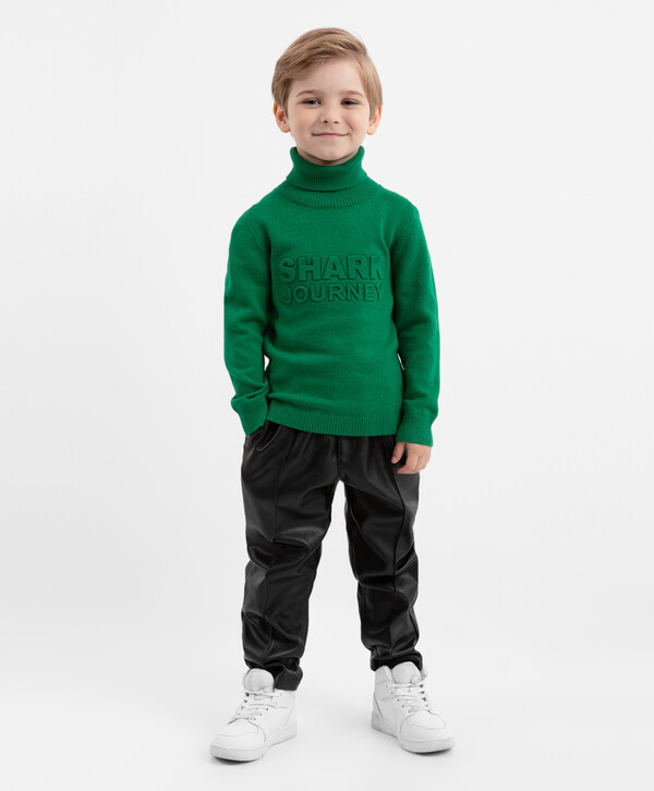 

Брюки из экокожи с поясом на резинке чёрные для мальчика Gulliver, 110, 22404BMC6303, Черный, 22404BMC6303