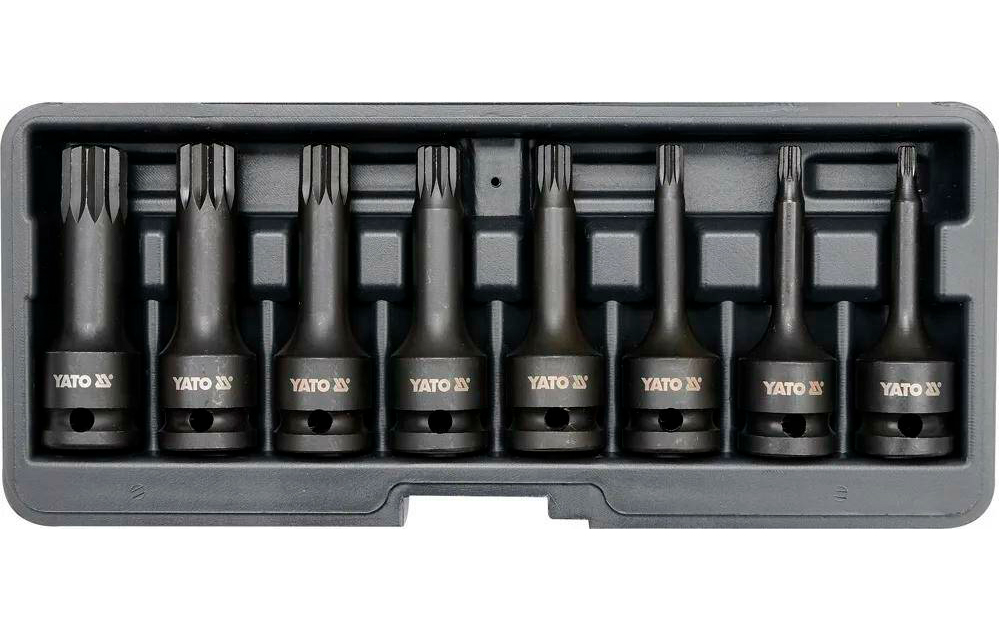

Набор головок-бит ударных SPLINE 1/2 inch, 8 пр: M5, 6, 8, 10, 12, 14, 16, 18, в пластм. б