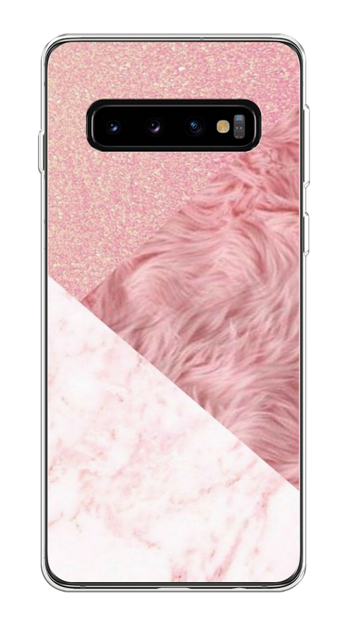

Чехол на Samsung Galaxy S10 Plus "Текстурные треугольники", Розовый;белый, 27150-1