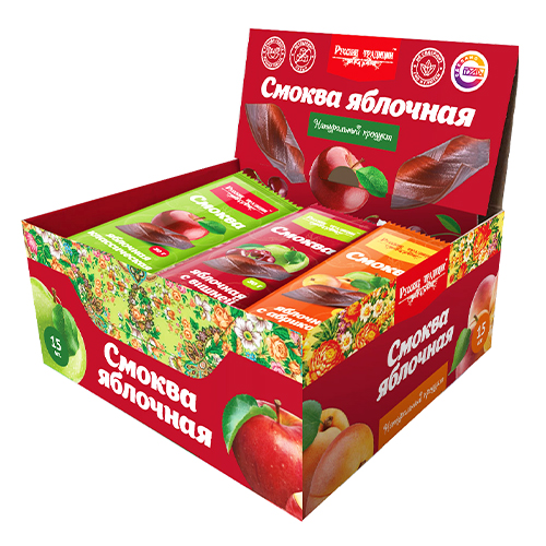 Смоква Русские тьрадиции Ассорти яблоко,вишня,абрикос без сахара шоу-бокс, 450 г