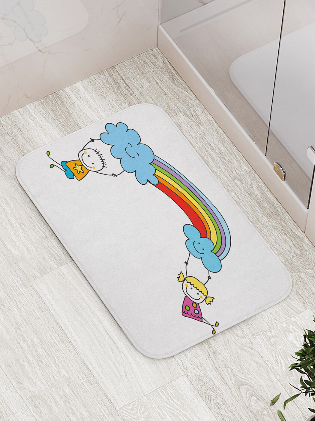 

Коврик противоскользящий JoyArty "Полет на радуге" для ванной, сауны, бассейна, 77х52 см, Полет на радуге