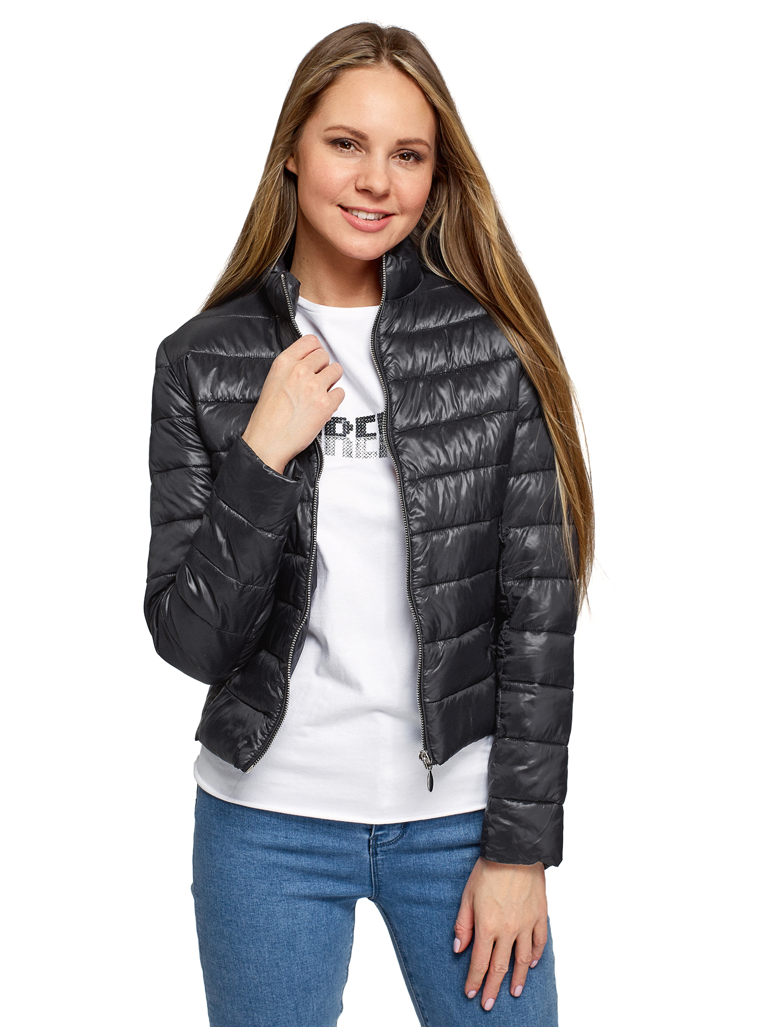 

Куртка женская oodji 10203096 черная 40/170, Черный, 10203096