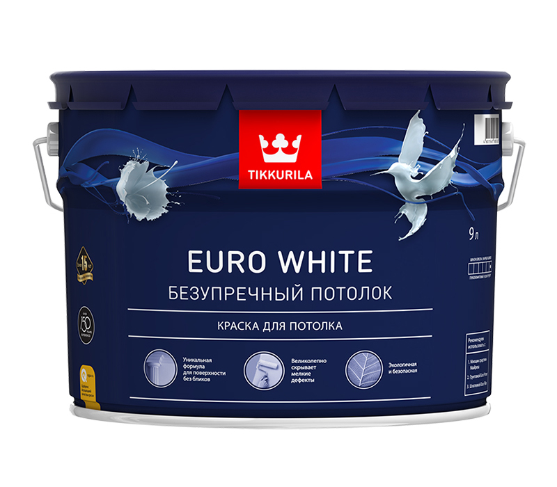 фото Краска tikkurila euro white, база a, 9 л