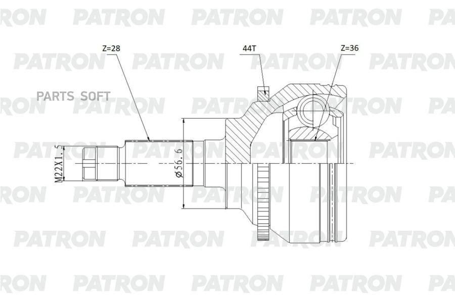 

ШРУС внеш. 28x56.6x36 ABS:44T Mazda MPV 2.0D/2.3i 02-06 PATRON PCV1925