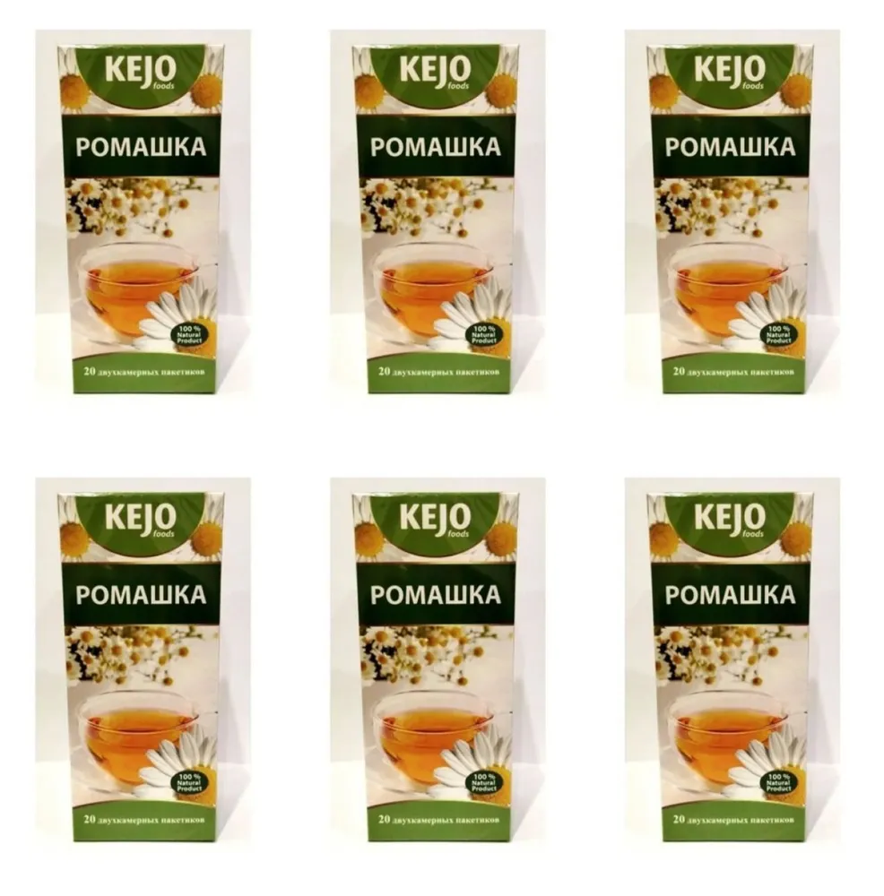 

Чай в пакетиках KEJOfoods Ромашка 1,8 г, 20 пакетов х 6 шт, ромашка