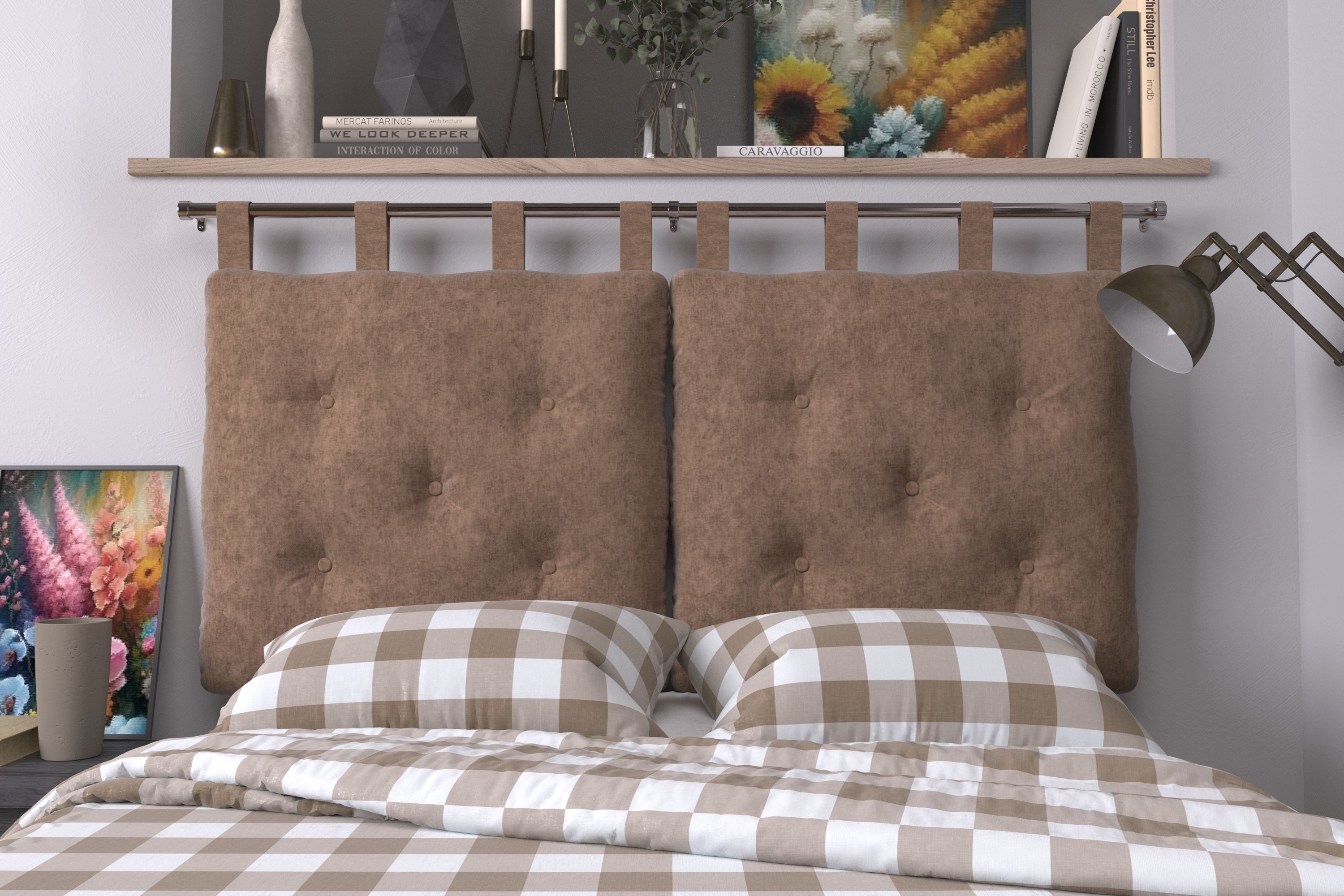 Подушка-изголовье Mr. Mattress Soft S Toffee 200x70 с креплением