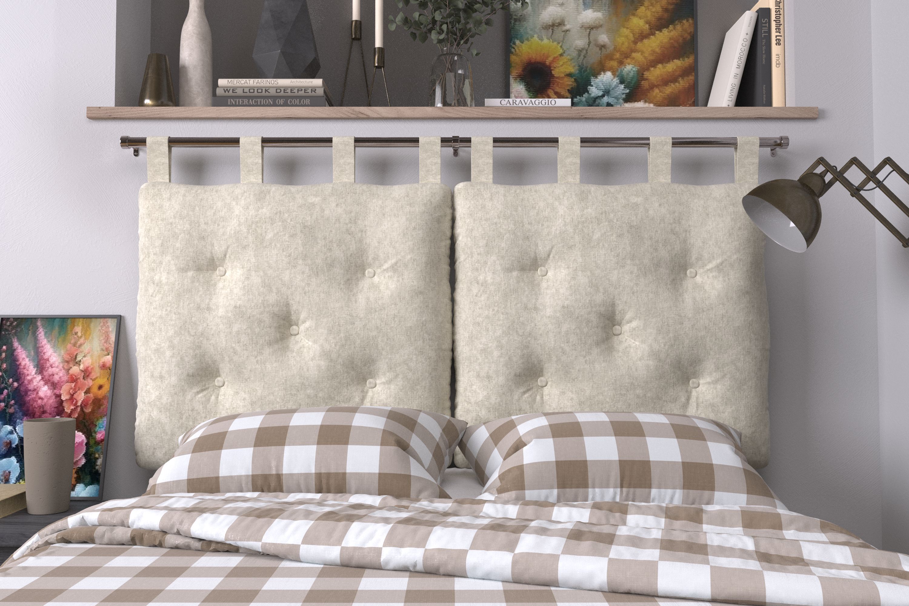 Подушка-изголовье Mr. Mattress Soft S Milk 200x70 с креплением бежевый