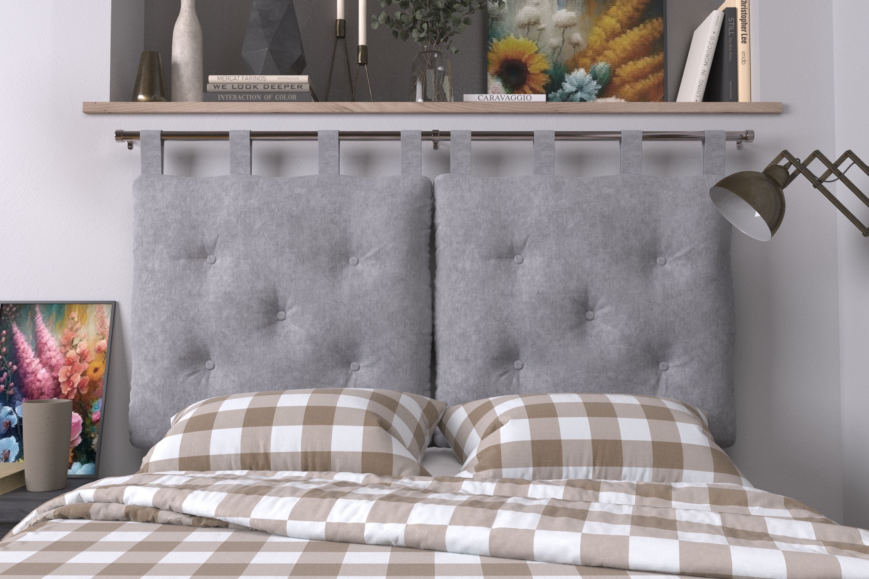 

Изголовье для кровати Mr. Mattress Soft S Iron 120x70 с креплением, Серый, Soft S