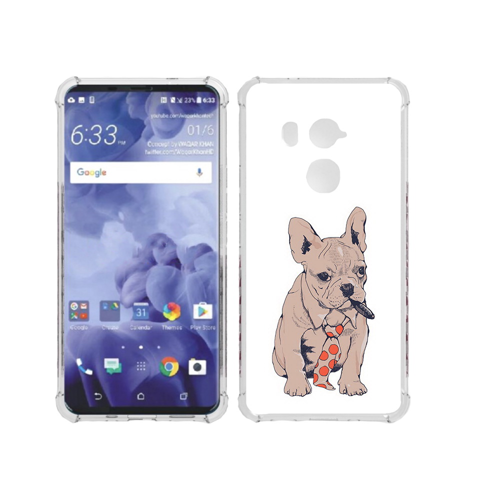 

Чехол MyPads Tocco для HTC U11 Plus бульдог с сигарой, Прозрачный, Tocco