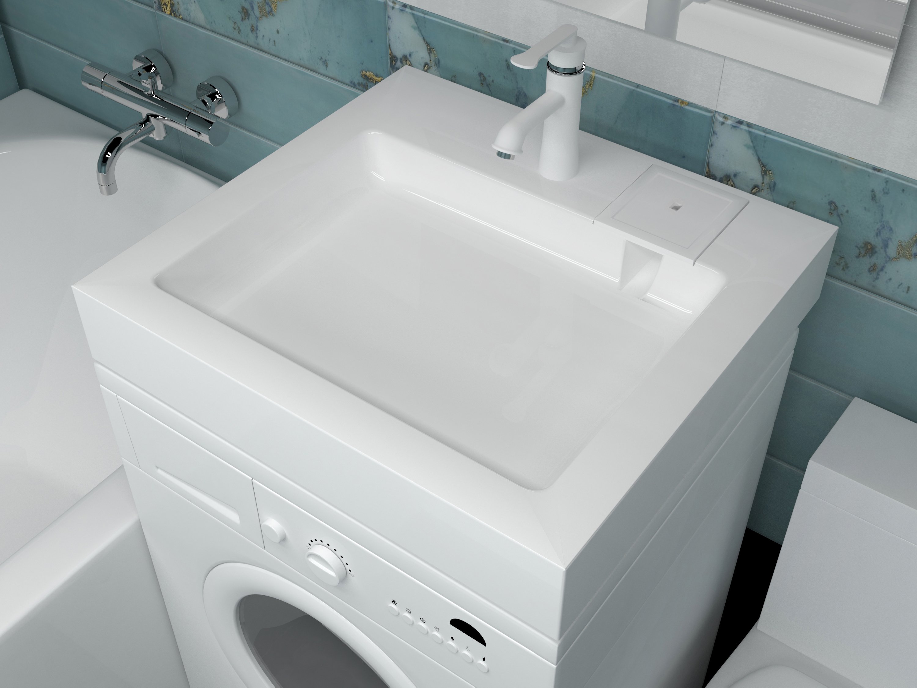 Раковина в ванную Aqua Trends Стандарт 55 на стиральную машину белая 600x550