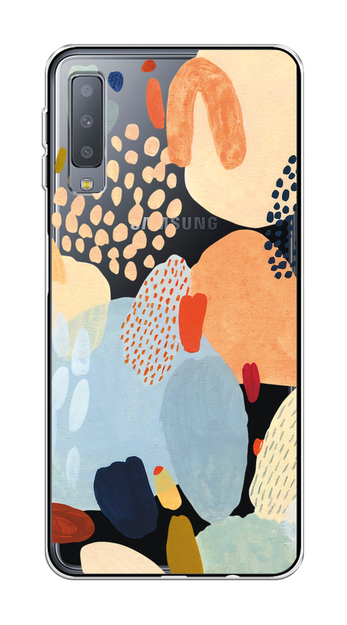 

Чехол на Samsung Galaxy A7 2018 "Необычная абстракция", Бежевый;голубой, 26750-1