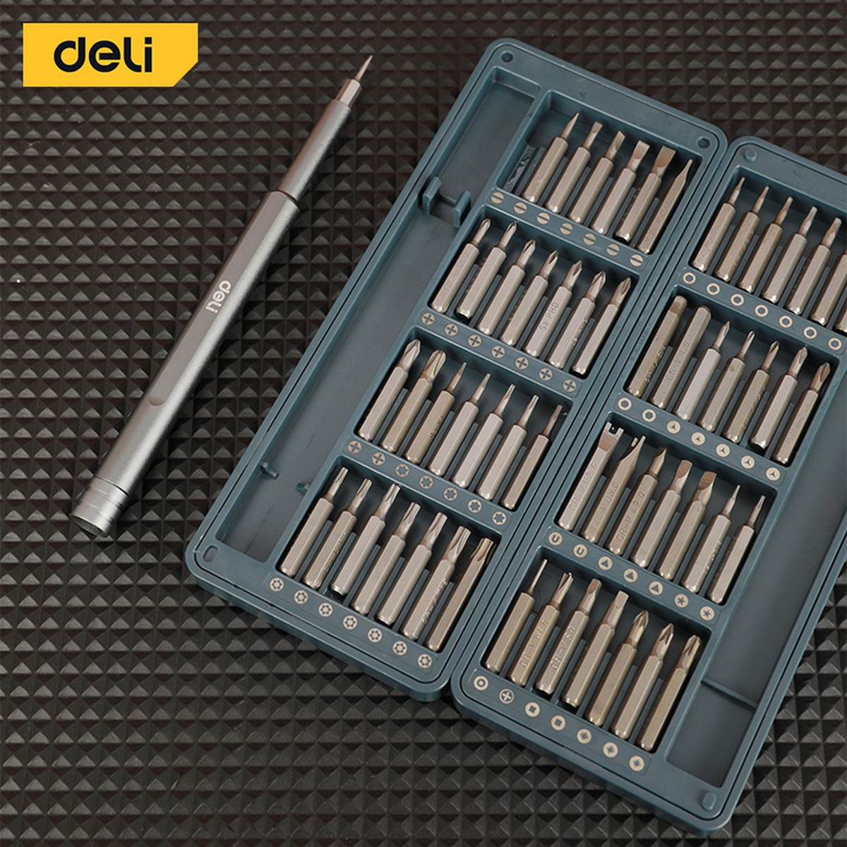 Набор прецизионных отверток Deli DL241057 56 бит, сталь S2 + Cr-V, пластиковый кейс бокс пластиковый для хранения двухсторонний 14 5×9 5×4 5 см 10 ячеек прозрачный