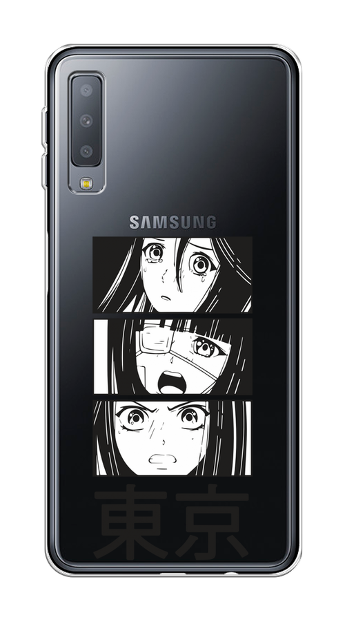 

Чехол на Samsung Galaxy A7 2018 "Tokyo girls", Белый;черный;прозрачный, 26750-1